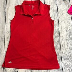 Adidas Red Sleeveless Polo Shirt